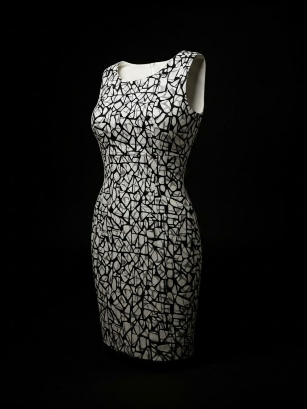 CHADWICKS OF BOSTON Black & White Mosaic Sheath Dress